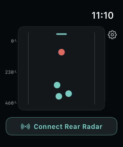 Biking Radar showing its Connect Rear Radar button.